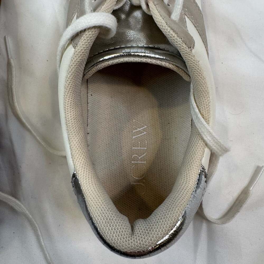 J.Crew Field Sneakers White Suede Metallic Silver Size 8 BT984 - Picture 10 of 10